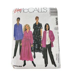 90s McCalls 9096 Easy Sewing Pattern Size 18W-22W Petite Dress Shirt Pants UNCUT